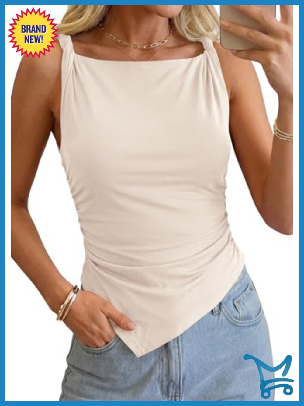 KIRUNDO Womens Sleeveless Asymmetrical Ruched Tank Top Cute Summer